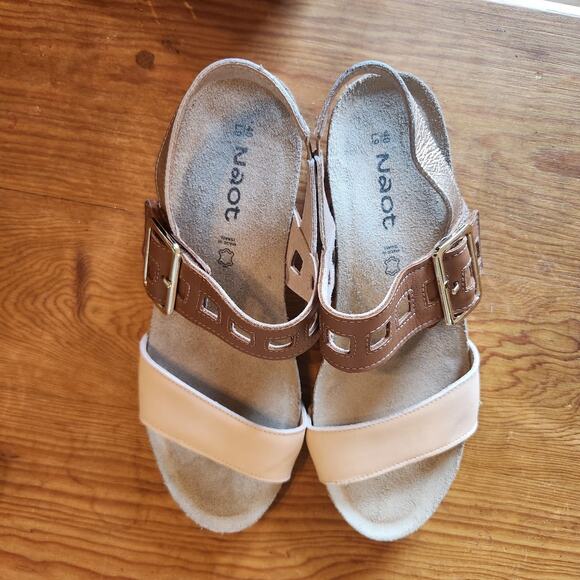 NAOT WOMEN DYNASTY SANDAL LEATHER SLING BACK STRAPPY WEDGE HEEL ISREAL 40 US 9 - Picture 7 of 8